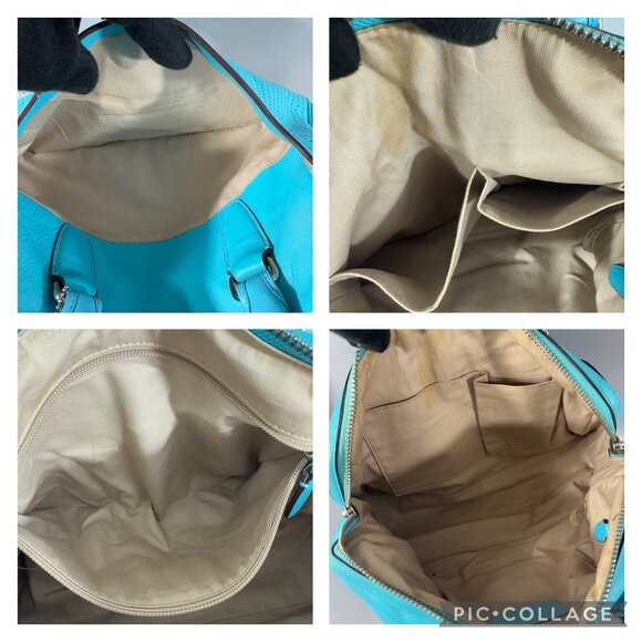 COACH # 23577 LEGACY PERFORATED Leather HALEY Satchel Bag ROBIN/CHALK - Picture 10 of 13